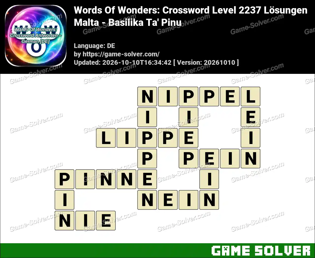 Words Of Wonders: Crossword Level 2237 Lösungen – Malta – Basilika Ta’ Pinu